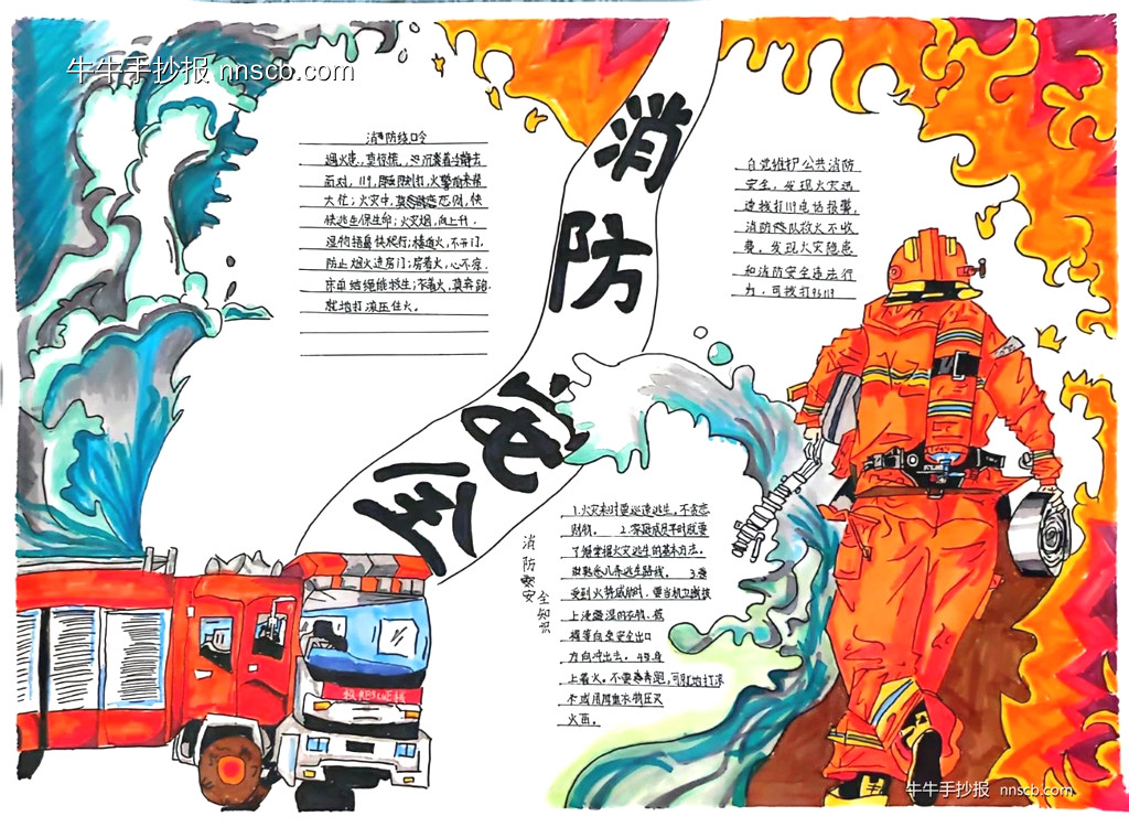 漂亮的小学五年级消防手抄报精选6张-第6张