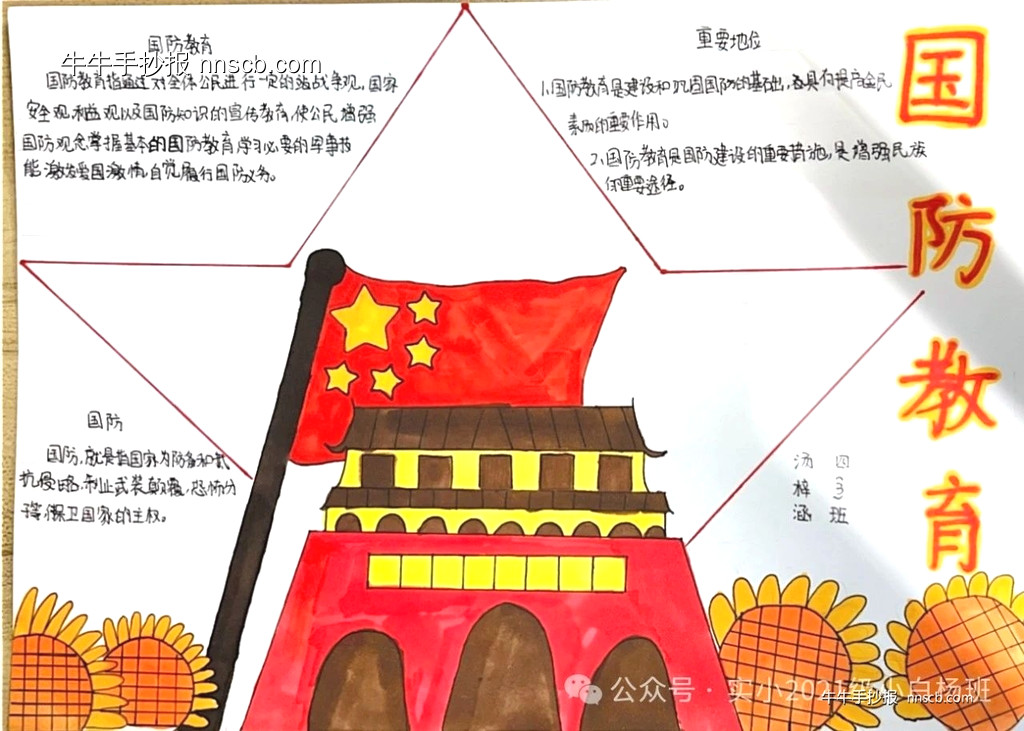 漂亮的小学生“国防教育”手抄报6张-第2张