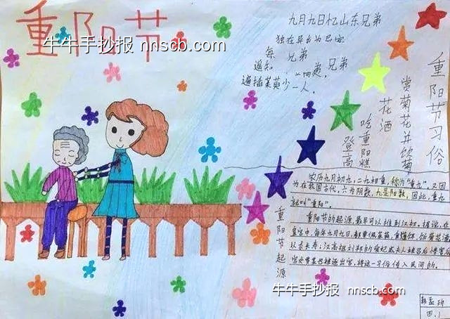 简单又好画的小学生重阳节手抄报4张-第3张