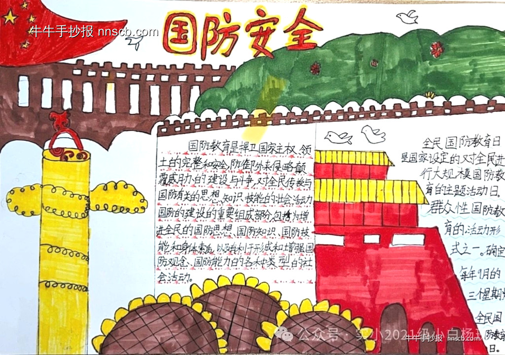简单的小学生“心系国防 强国有我”手抄报评比作品7张-第4张
