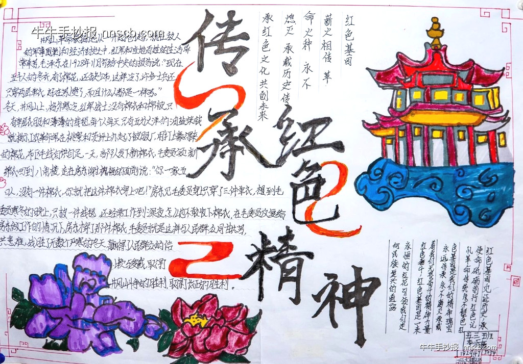 中小学“红色基因永传承”手抄报优秀作品展6张-第3张