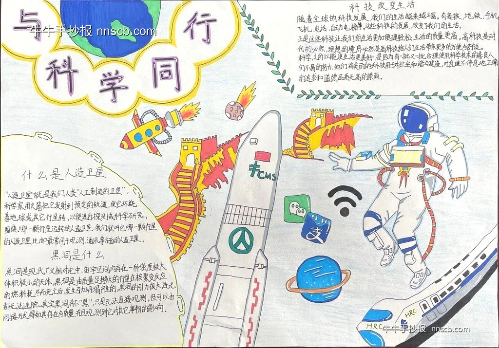 漂亮的小学“与科学同行”手抄报优秀作品展7张-第2张
