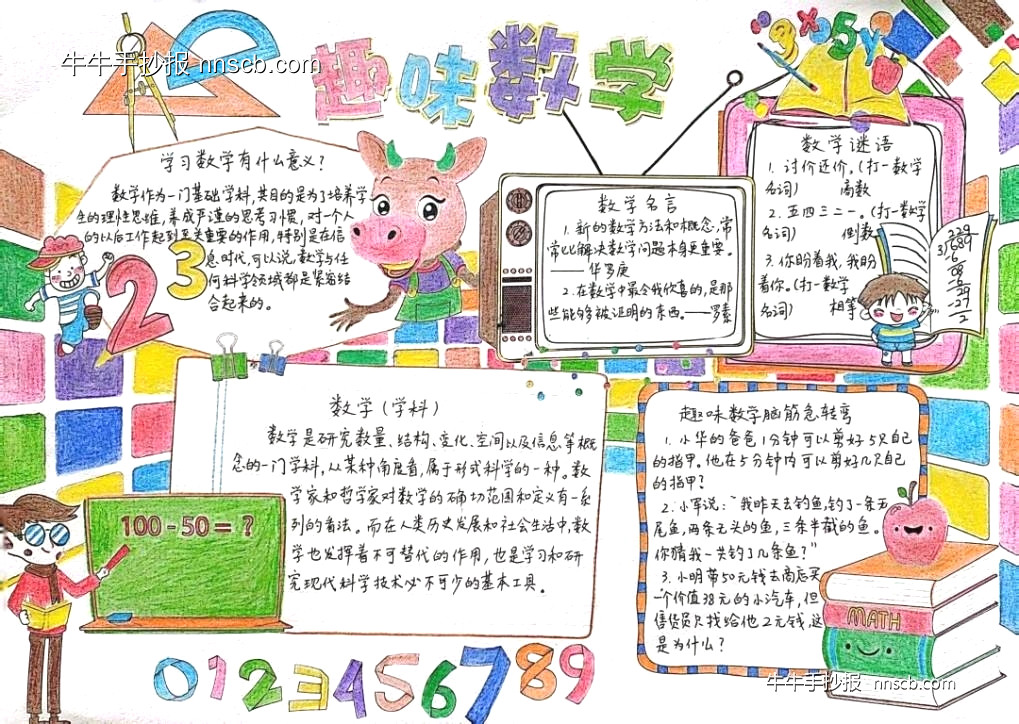 漂亮的小学生数学手抄报精选7张-第7张