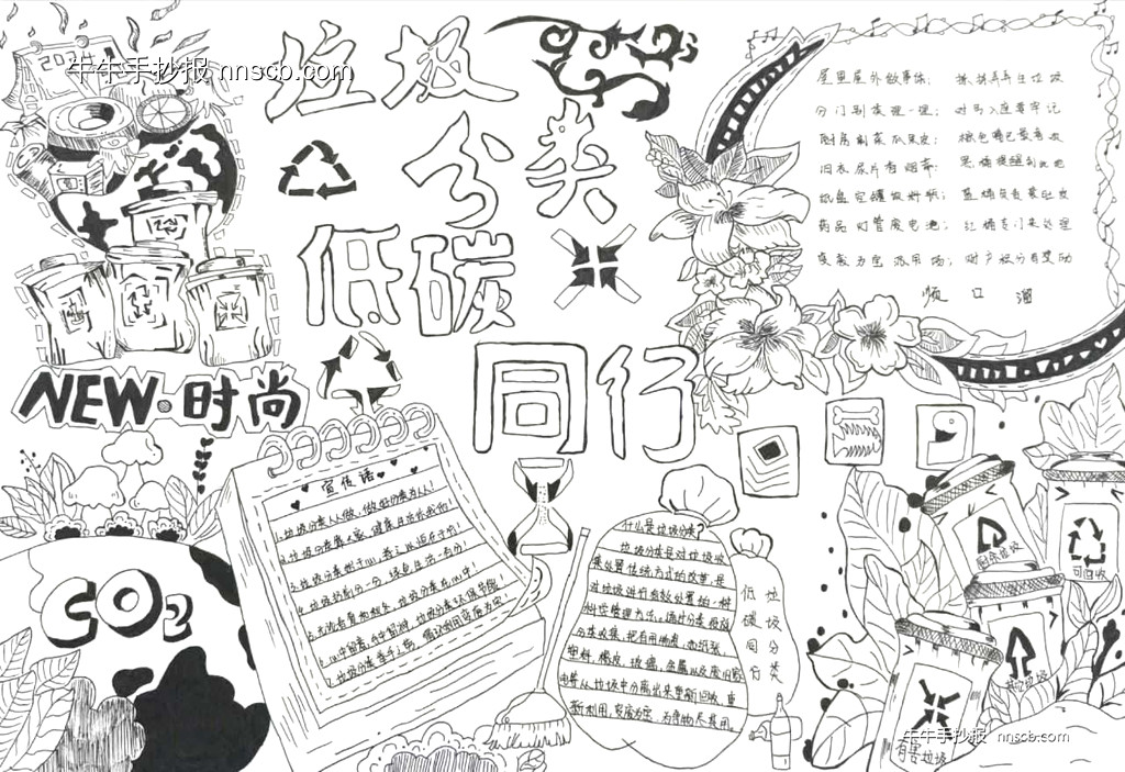 漂亮的大学生垃圾分类手抄报优秀作品展6张-第3张