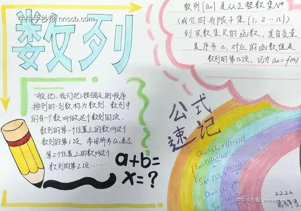 漂亮的高一年级数学手抄报之数列精选6张-第2张