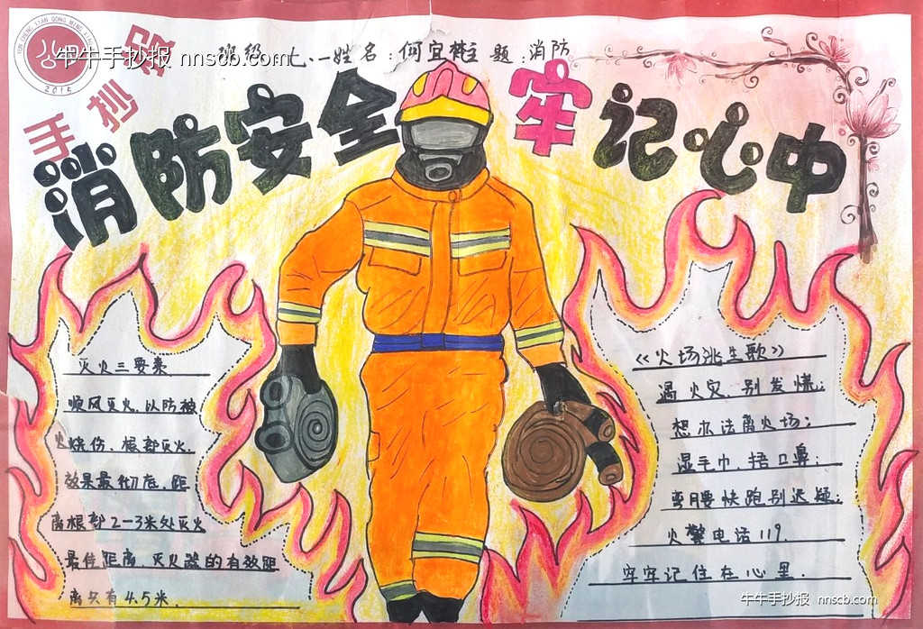 精美的七年级消防安全手抄报5张-第5张