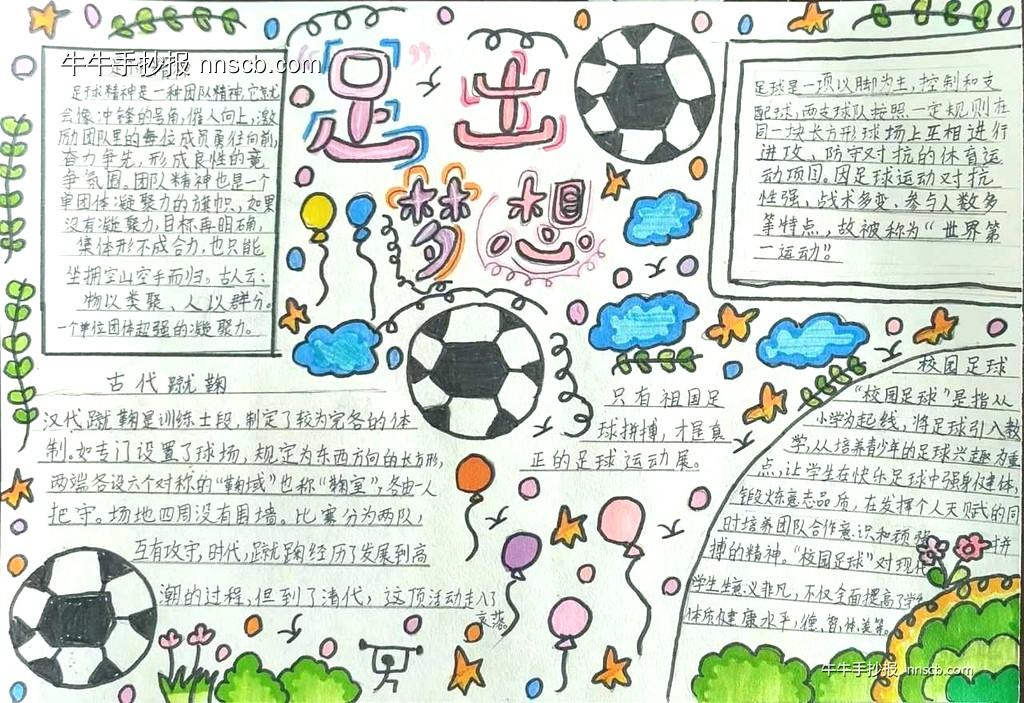 简单的小学生“足”梦童趣主题手抄报5张-第5张