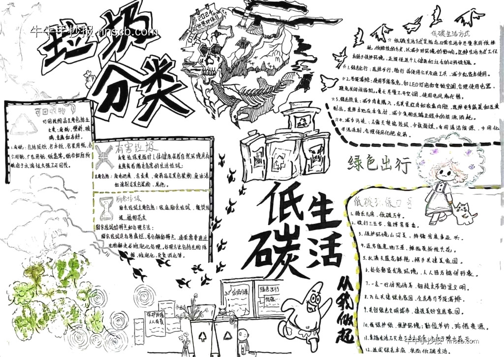 漂亮的大学生垃圾分类手抄报优秀作品展6张-第5张