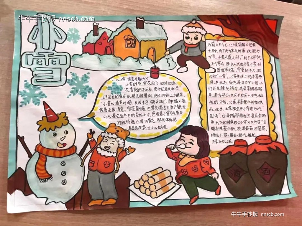 简单又好看的二十四节气之小雪手抄报9张-第5张