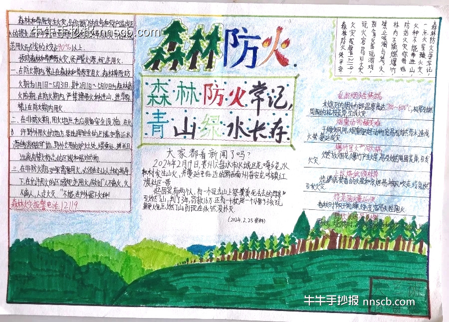 “森林防火 防溺水”手抄报作品欣赏(3张)-第2张