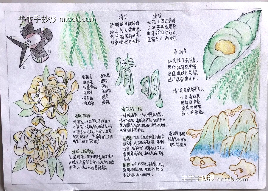 4月5日小学六年级清明节手抄报图片欣赏(2张)-第2张