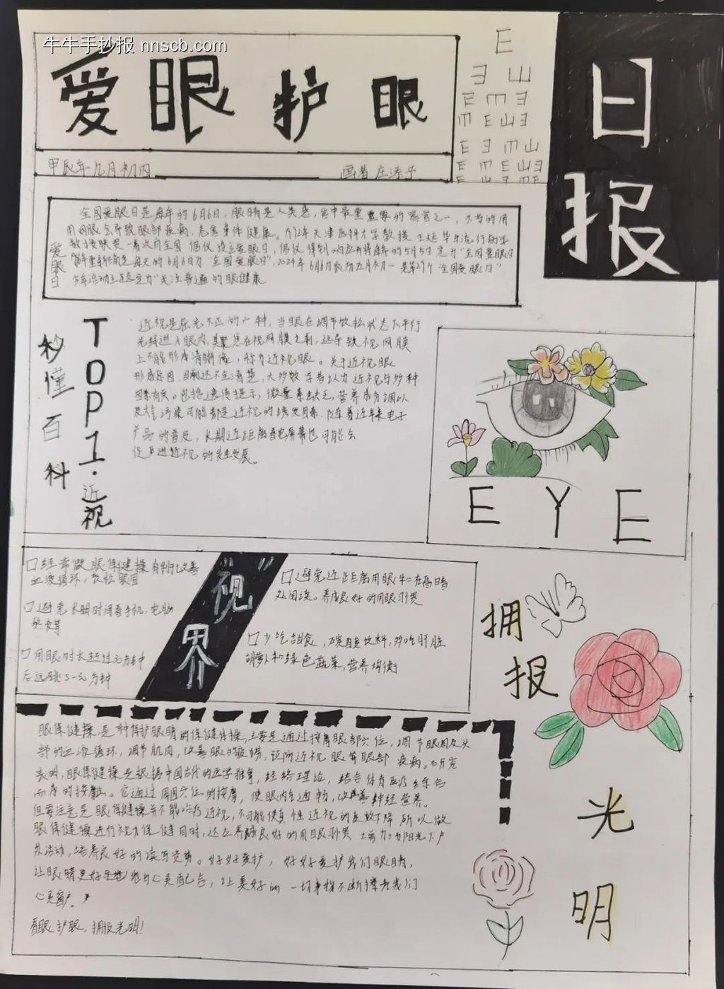 科学爱护眼睛主题手抄报简单又漂亮-第4张