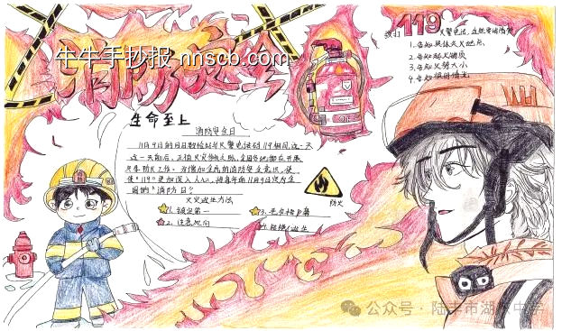 简单又漂亮3张消防安全日主题手抄报-第2张