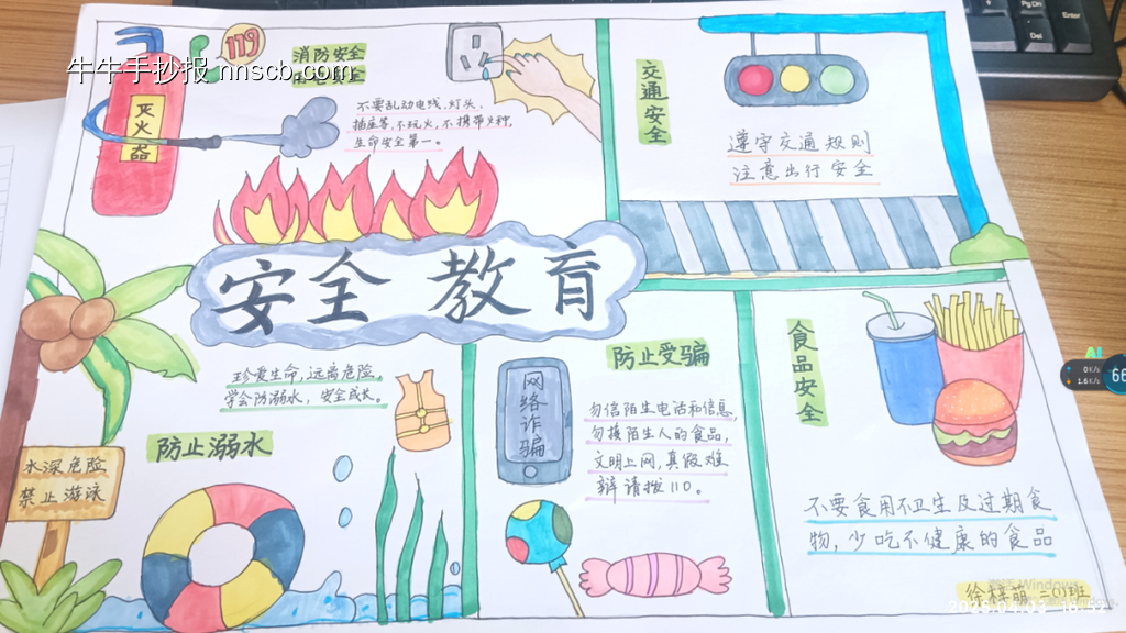 精选2张安全教育主题手抄报-第2张