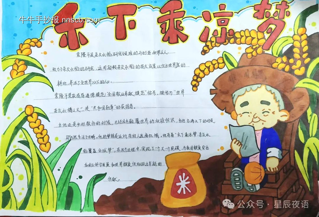 禾下乘凉梦,珍惜粮食主题手抄报-第4张