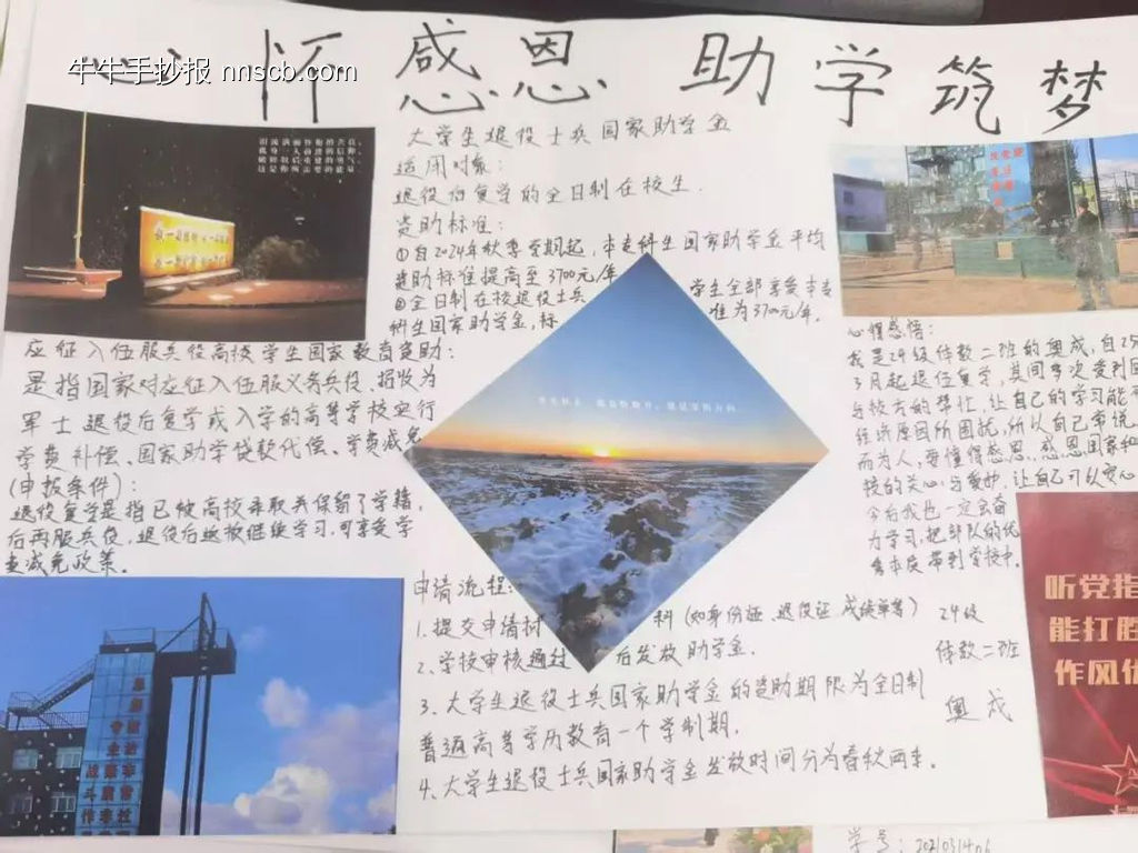 心怀感恩,筑学助梦主题手抄报-第4张