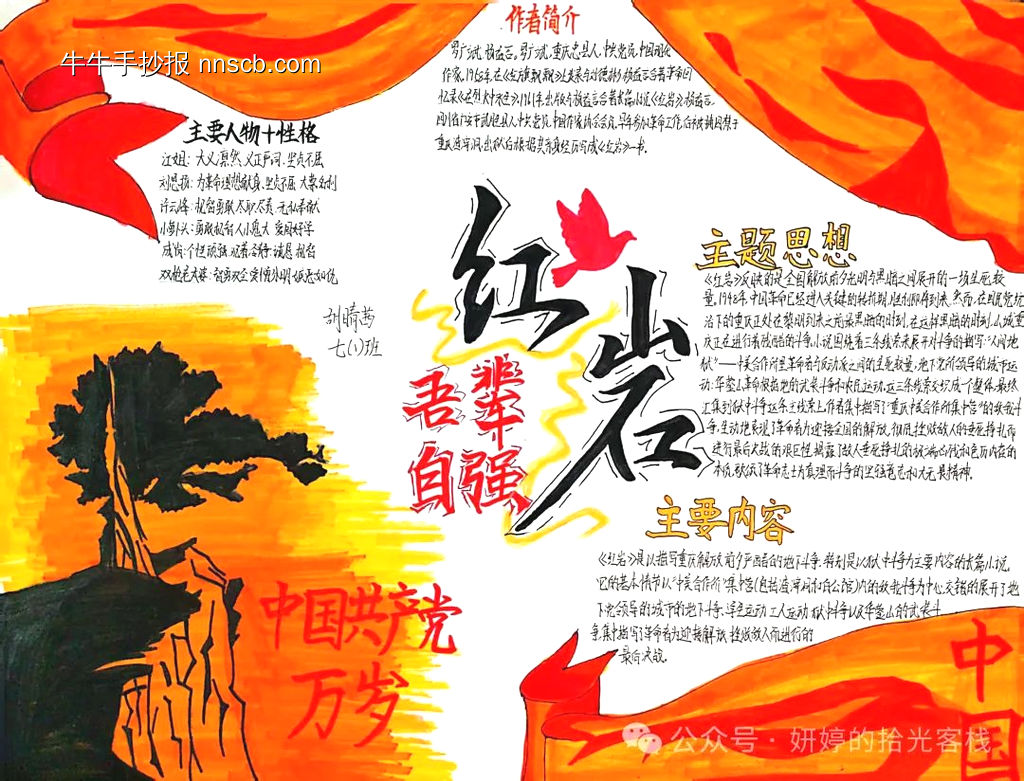 共读名著《红岩》手抄报8张-第4张