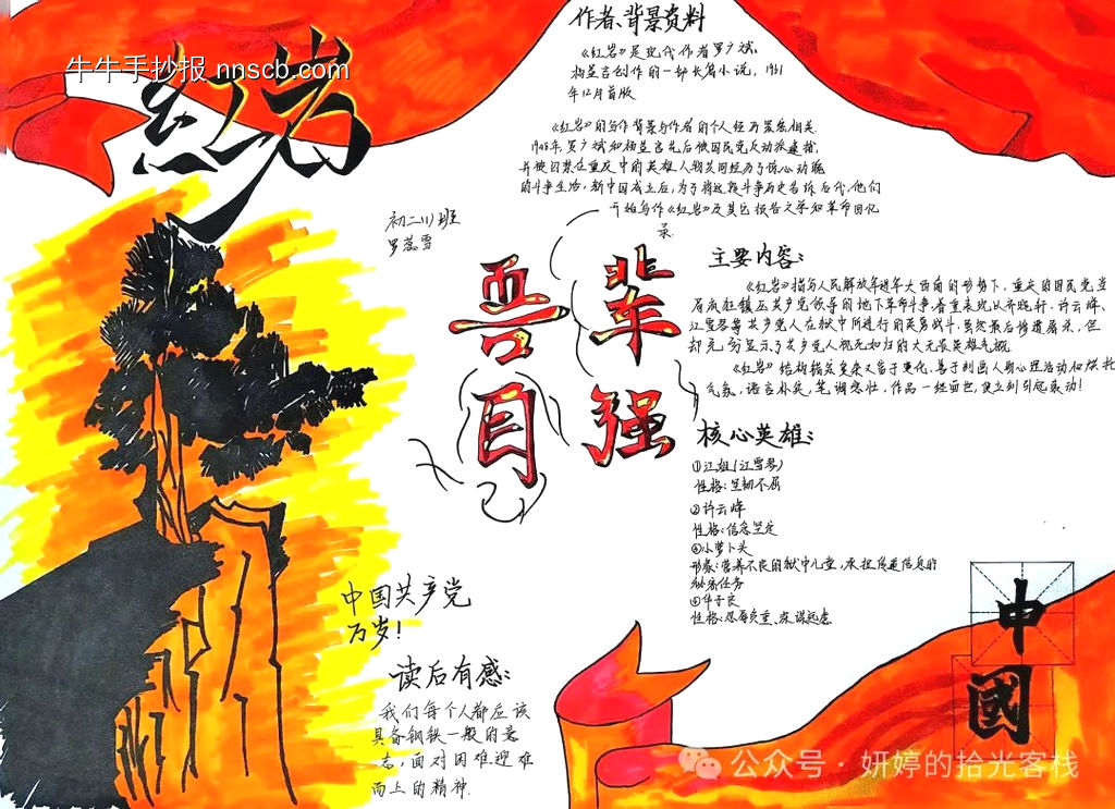 共读名著《红岩》手抄报8张-第2张