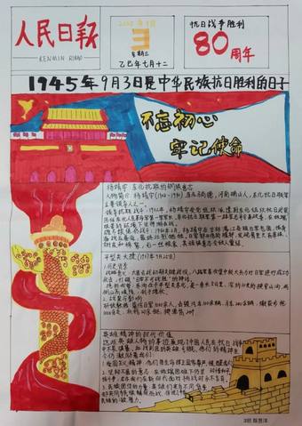人民日报|抗战胜利80周年手抄报