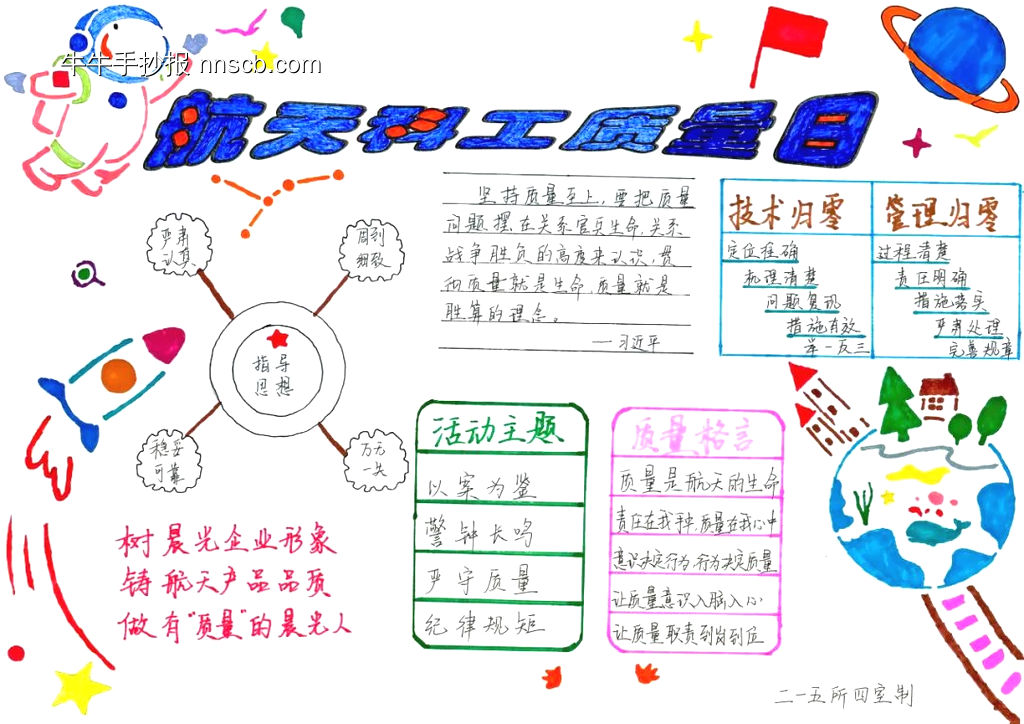 2025卡通中国航天质量日手抄报9张-第7张
