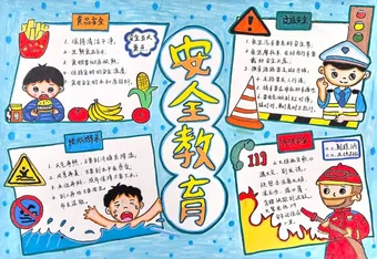 小学三年级食品、交通、防溺水安全手抄报