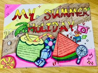 我的暑假my summer holiday英语手抄报