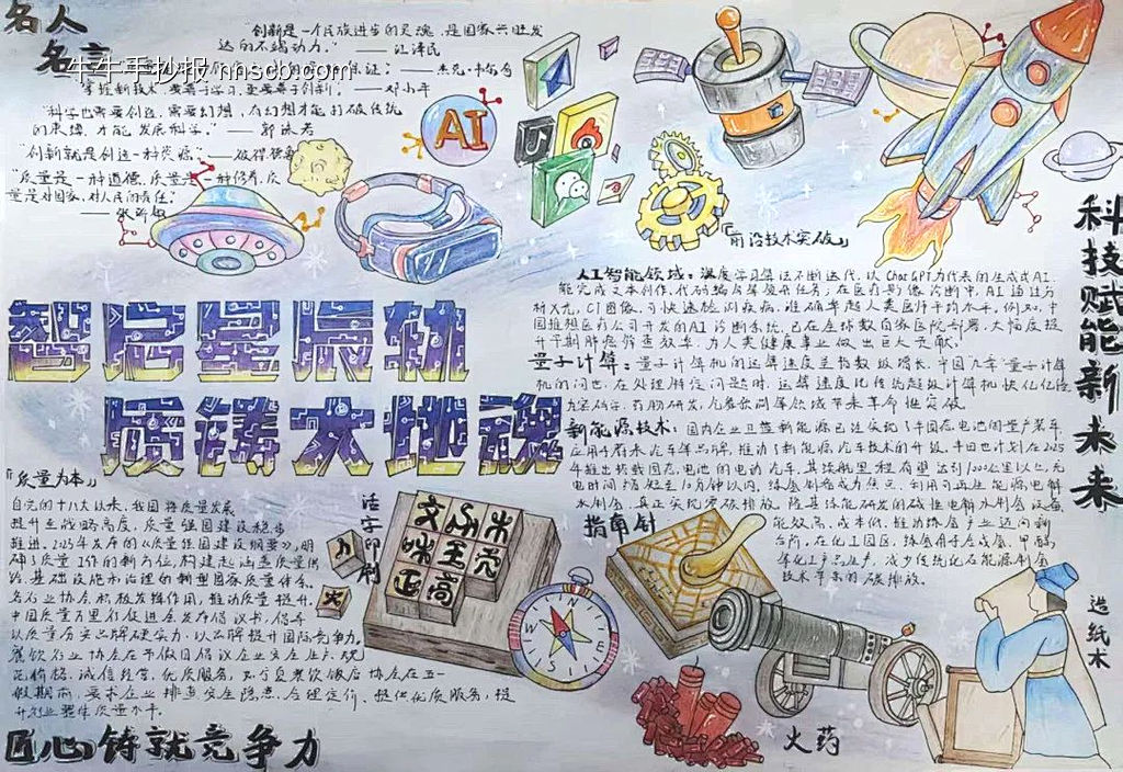 智启星辰轨，质铸大地魂——科技手抄报获奖作品-第1张