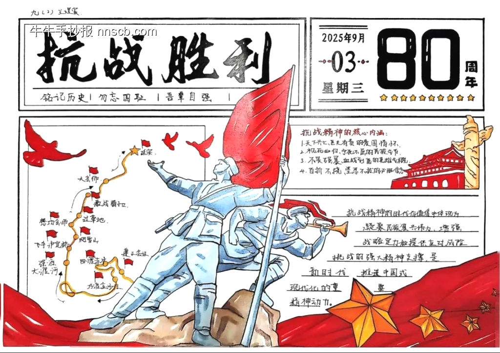 初中抗战胜利80周年手抄报-第1张