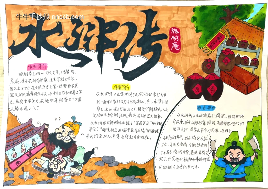 四大名著《水浒传》手抄报-第1张