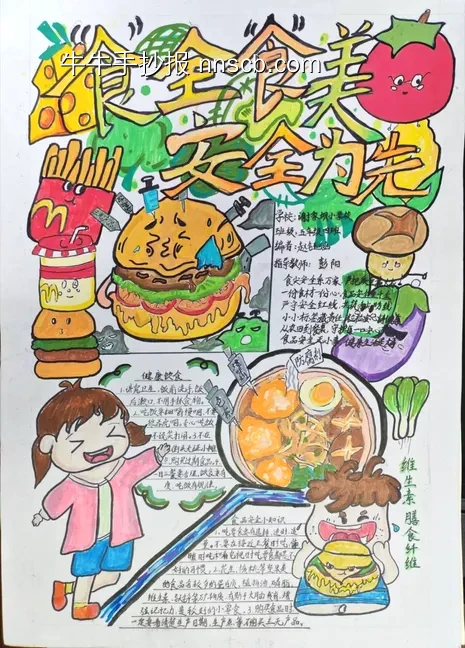 小学生食全食美，食品安全手抄报-第1张