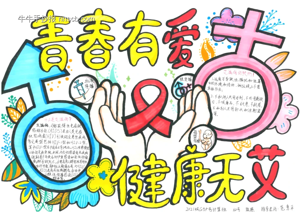 大学青春有爱健康无艾手抄报-第1张