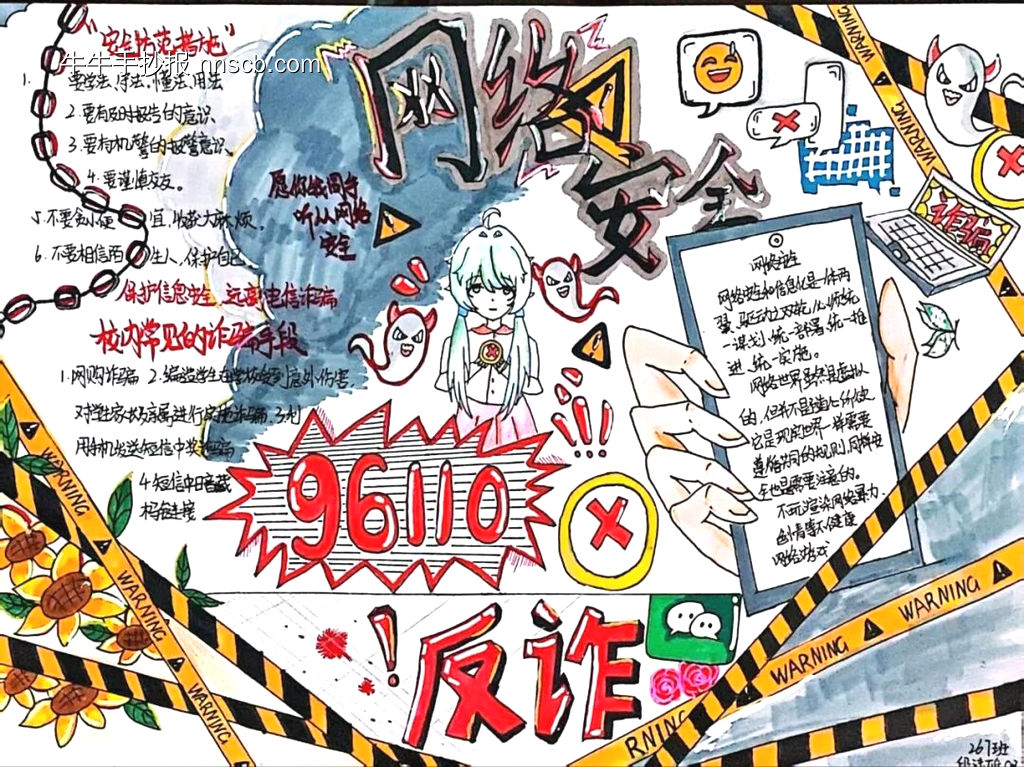 网络安全主题手抄报简单又好画4张-第3张