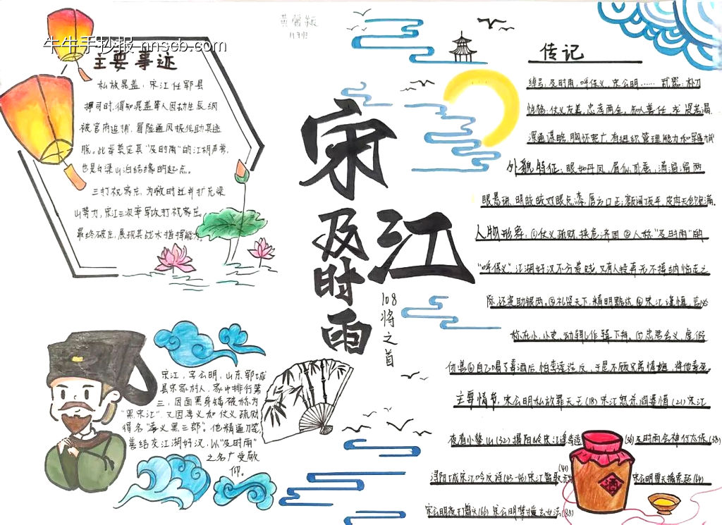 《水浒传》读名著主题手抄报精美6张-第3张