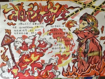 红色消防安全手抄报