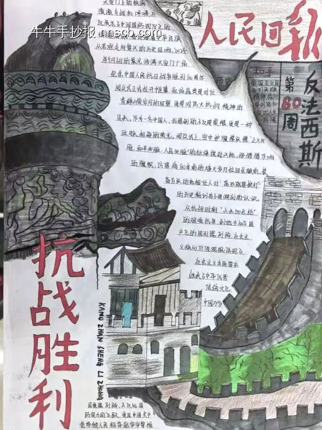 抗战胜利，勿忘国耻主题手抄报-第1张