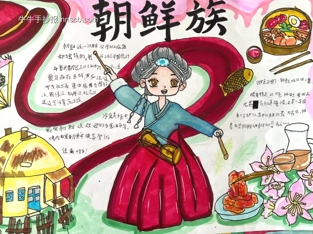 五十六个民族朝鲜族手抄报-第1张