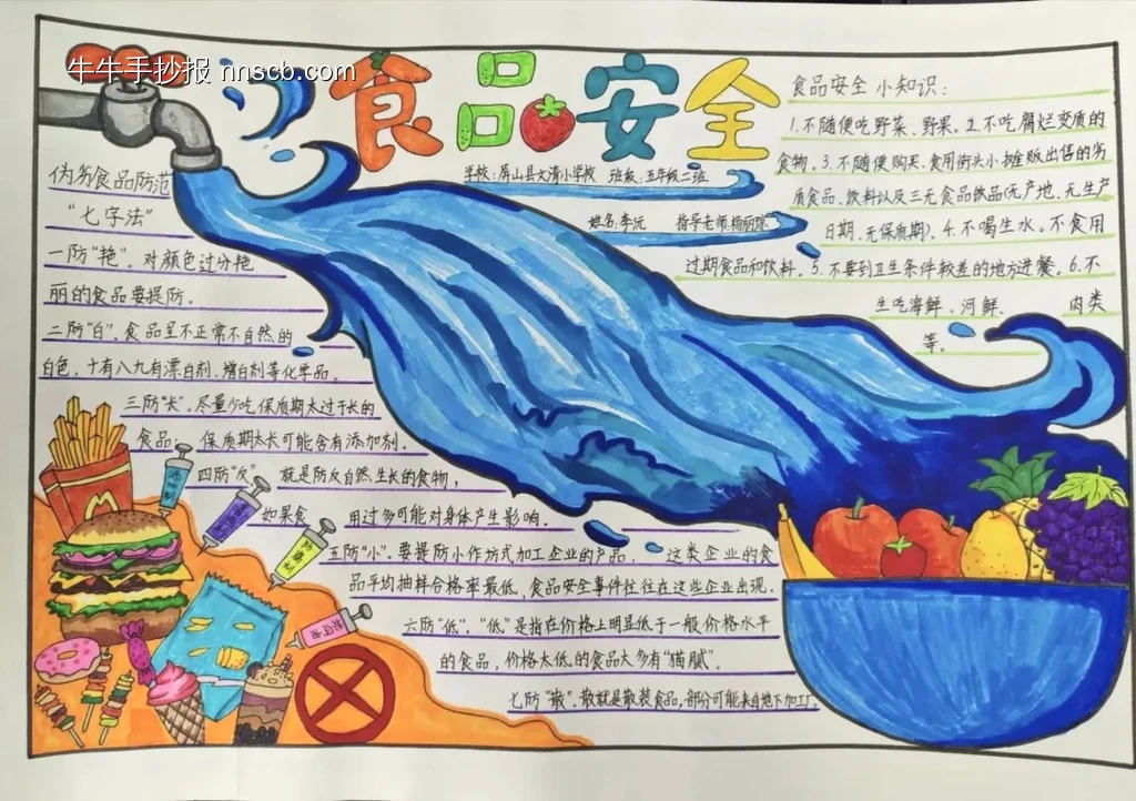 小学生食全食美，食品安全手抄报-第3张