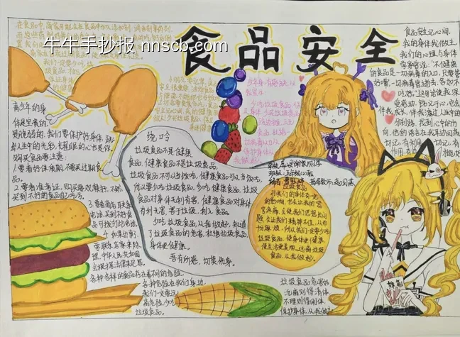 小学生食全食美，食品安全手抄报-第2张