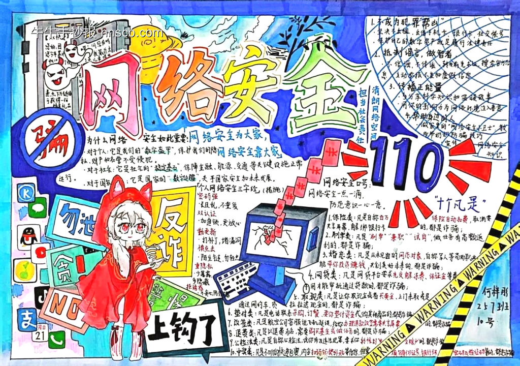 网络安全主题手抄报简单又好画4张-第1张
