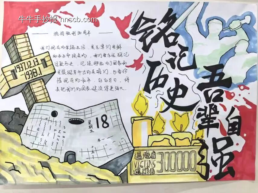 抗战胜利，勿忘国耻主题手抄报-第4张