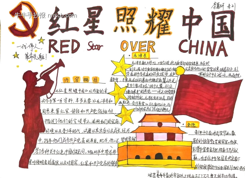 精选8张红星照耀中国主题手抄报-第7张