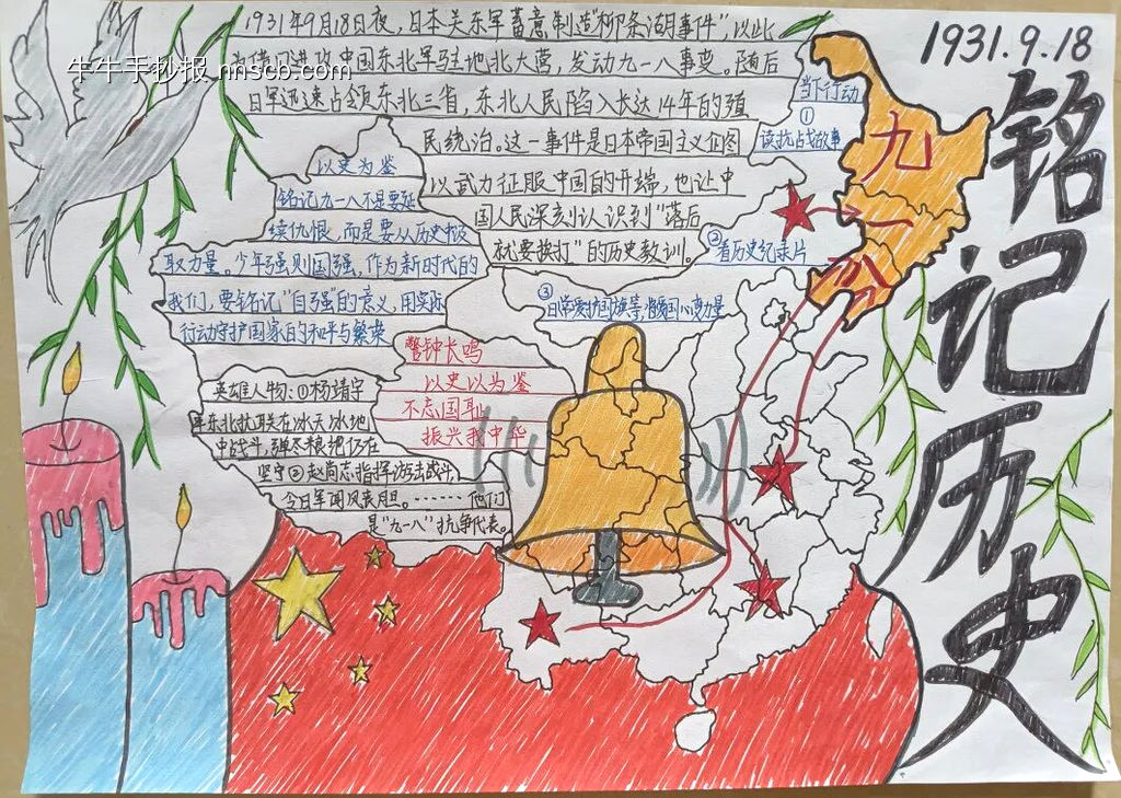 珍爱和平，勿忘历史主题手抄报简单又漂亮8张-第2张