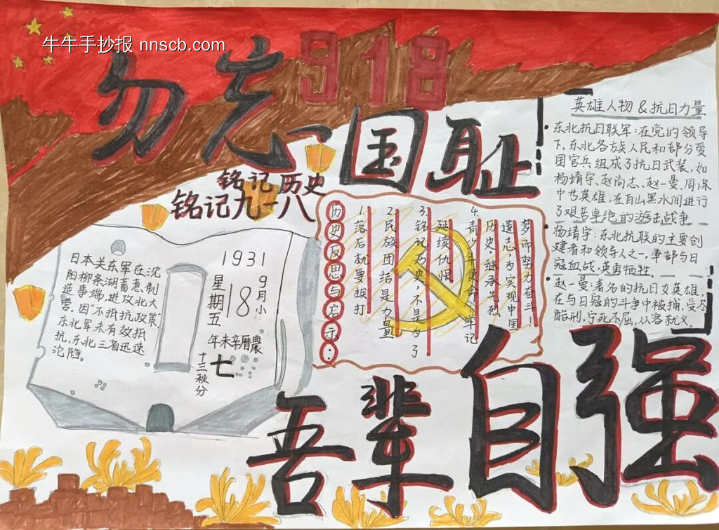 九一八——勿忘国耻主题手抄报-第5张