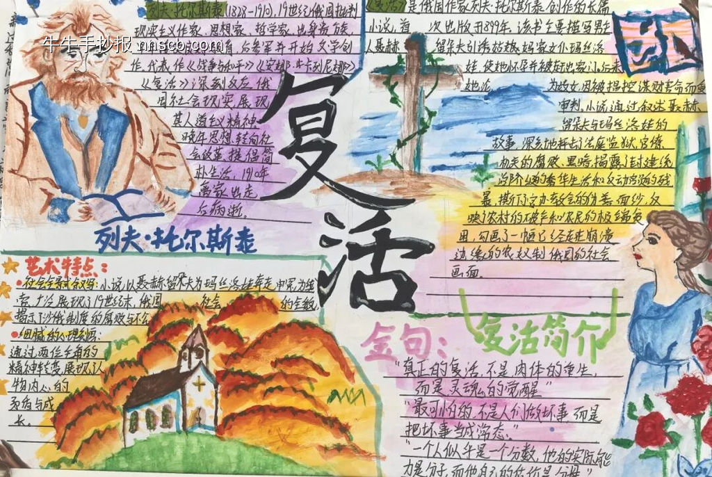 高中复活名著语文手抄报-第1张