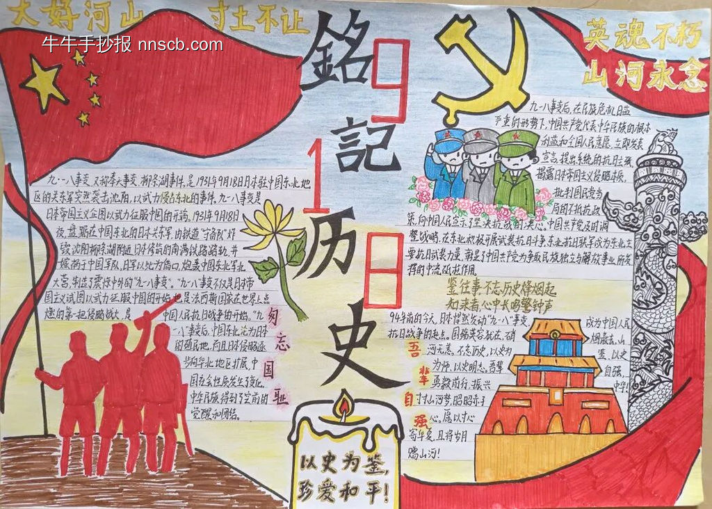 勿忘历史，铭记九一八主题手抄报-第8张