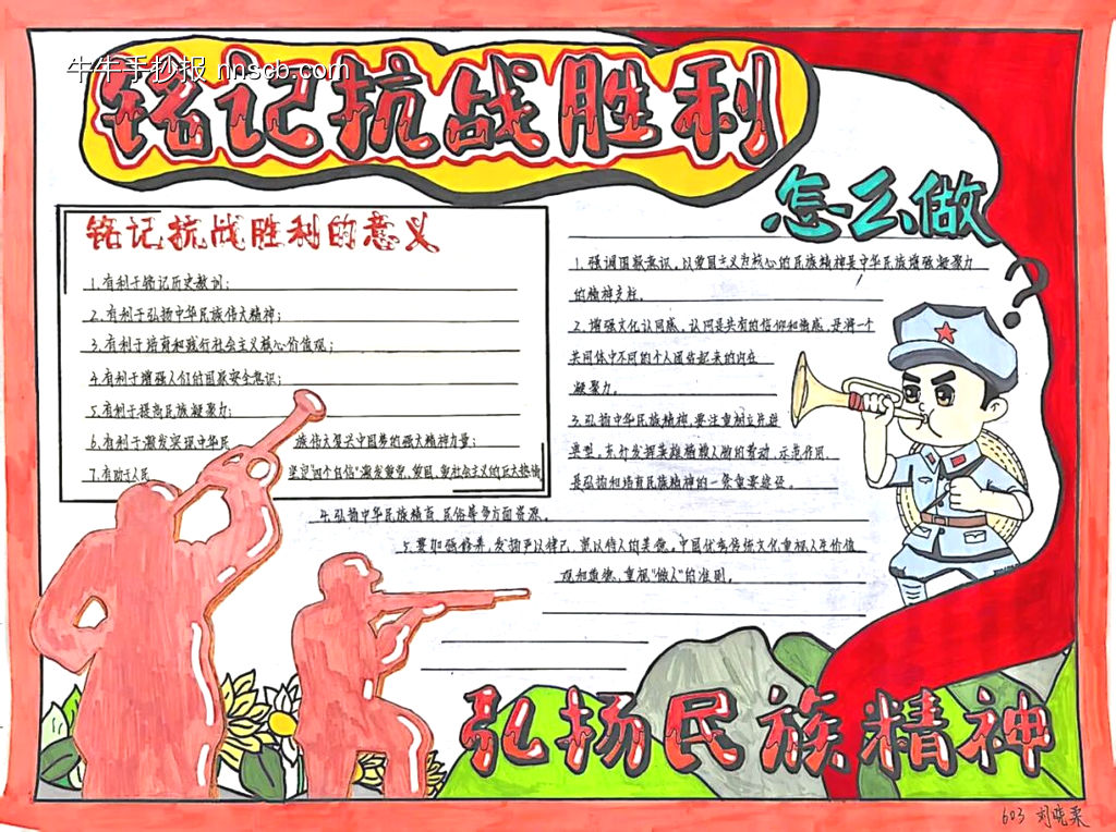 铭记抗战胜利，弘扬民族精神主题手抄报-第2张