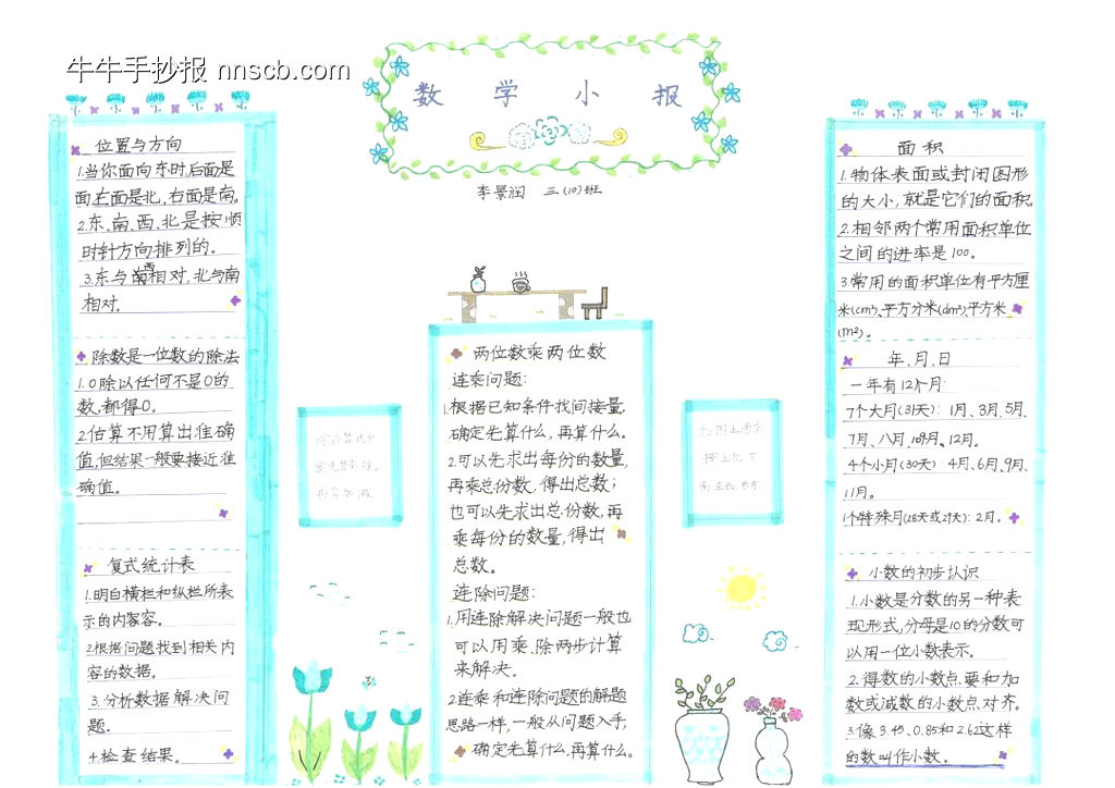 简单又好画3张”小学数学“主题手抄报-第3张