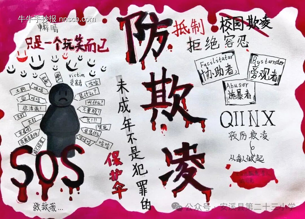 拒绝校园欺凌主题手抄报简单又好画8张-第7张