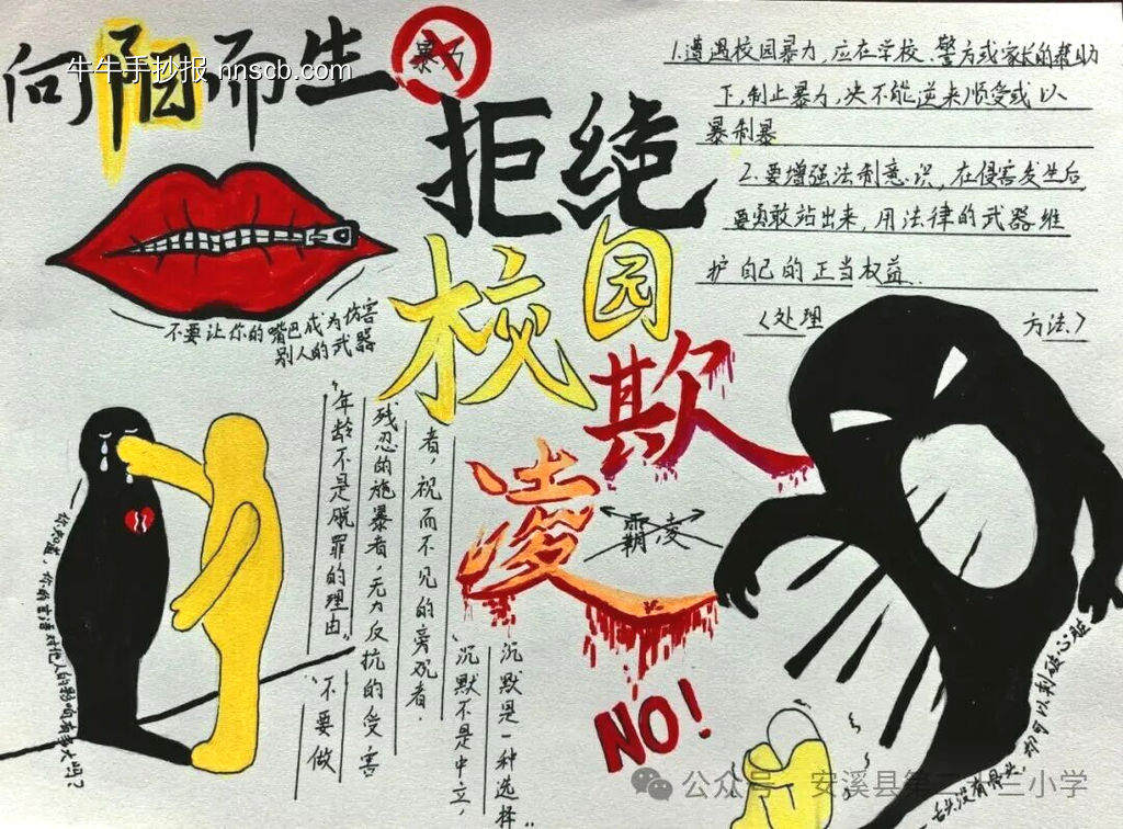 拒绝校园欺凌主题手抄报简单又好画8张-第8张
