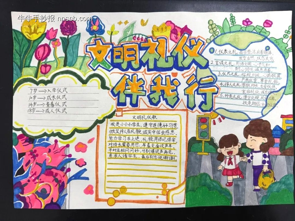 文明礼仪伴我行主题手抄报精美3张-第1张